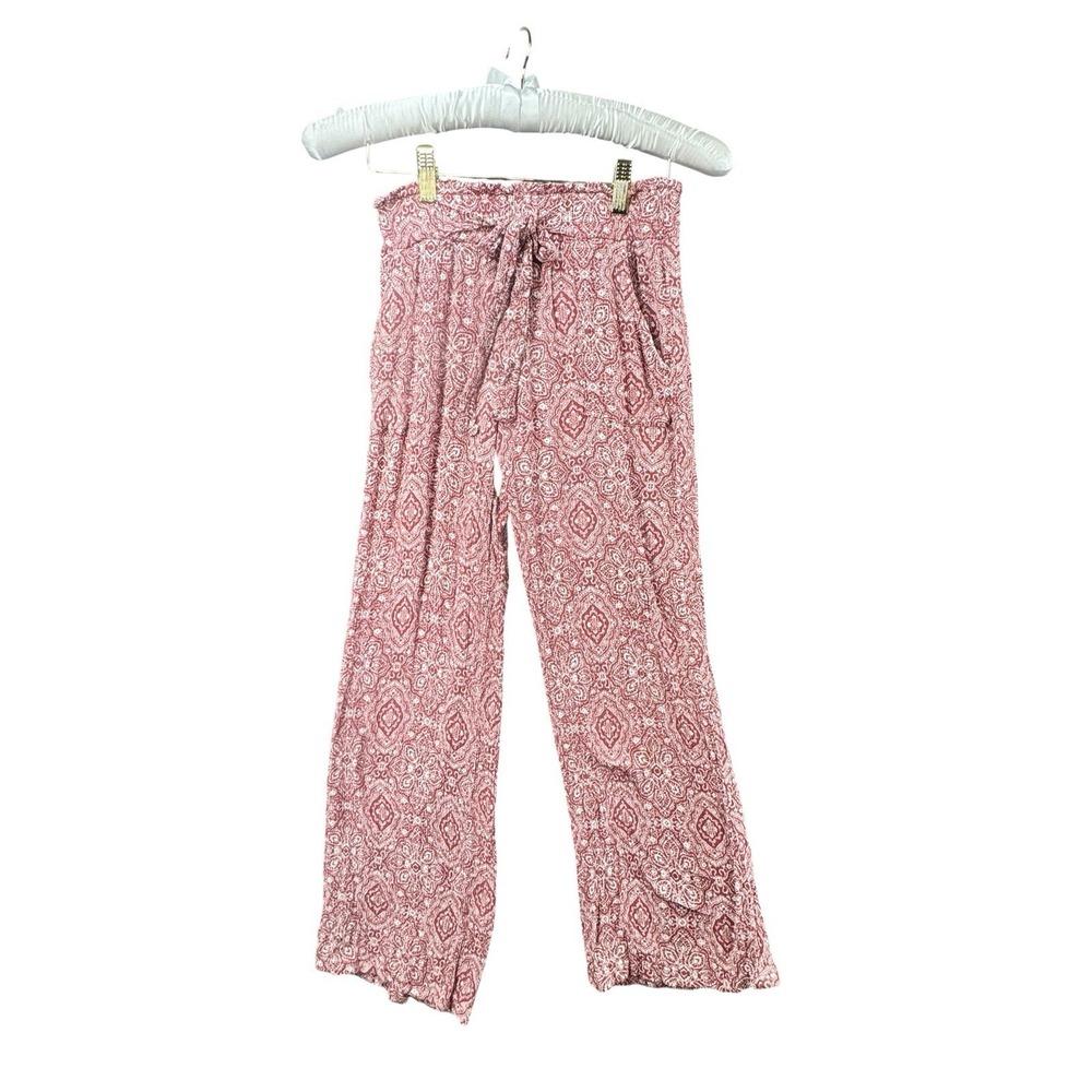 Joe B Joe Benbasset Small Rayon Boho Wide Leg Crop Pants Rose Paisley Pockets